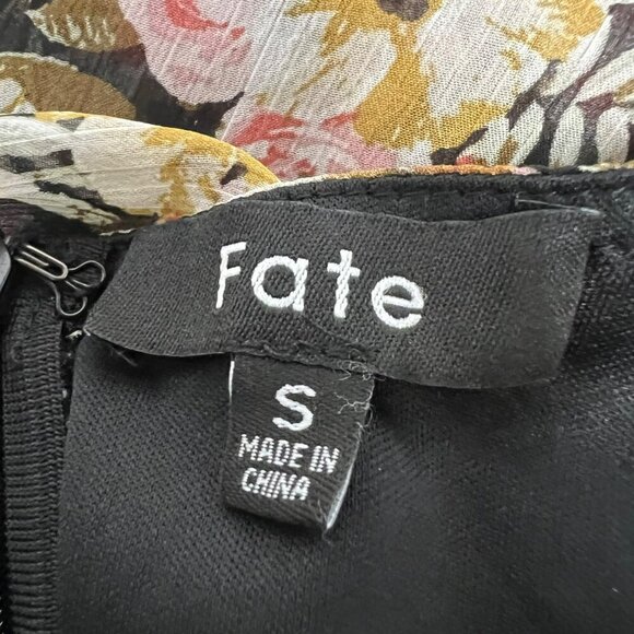 Fate Womens Floral Tiered Ruffle Dress Long Dolman Sleeve Belted Size Small - Picture 7 of 8